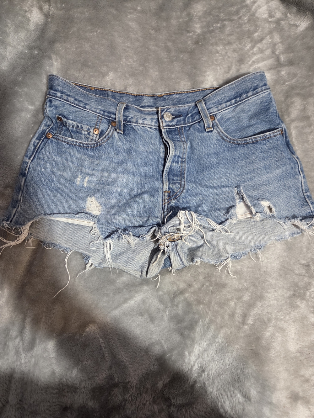 Light Wash Distressed Denim Cutoff Shorts - Casual Women's Jean Shorts